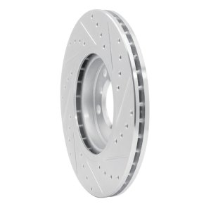 Mini Cooper Countryman Brake Rotor (1) - Front Left - R1 Concepts - Drilled & Slotted - Silver - `11-`16